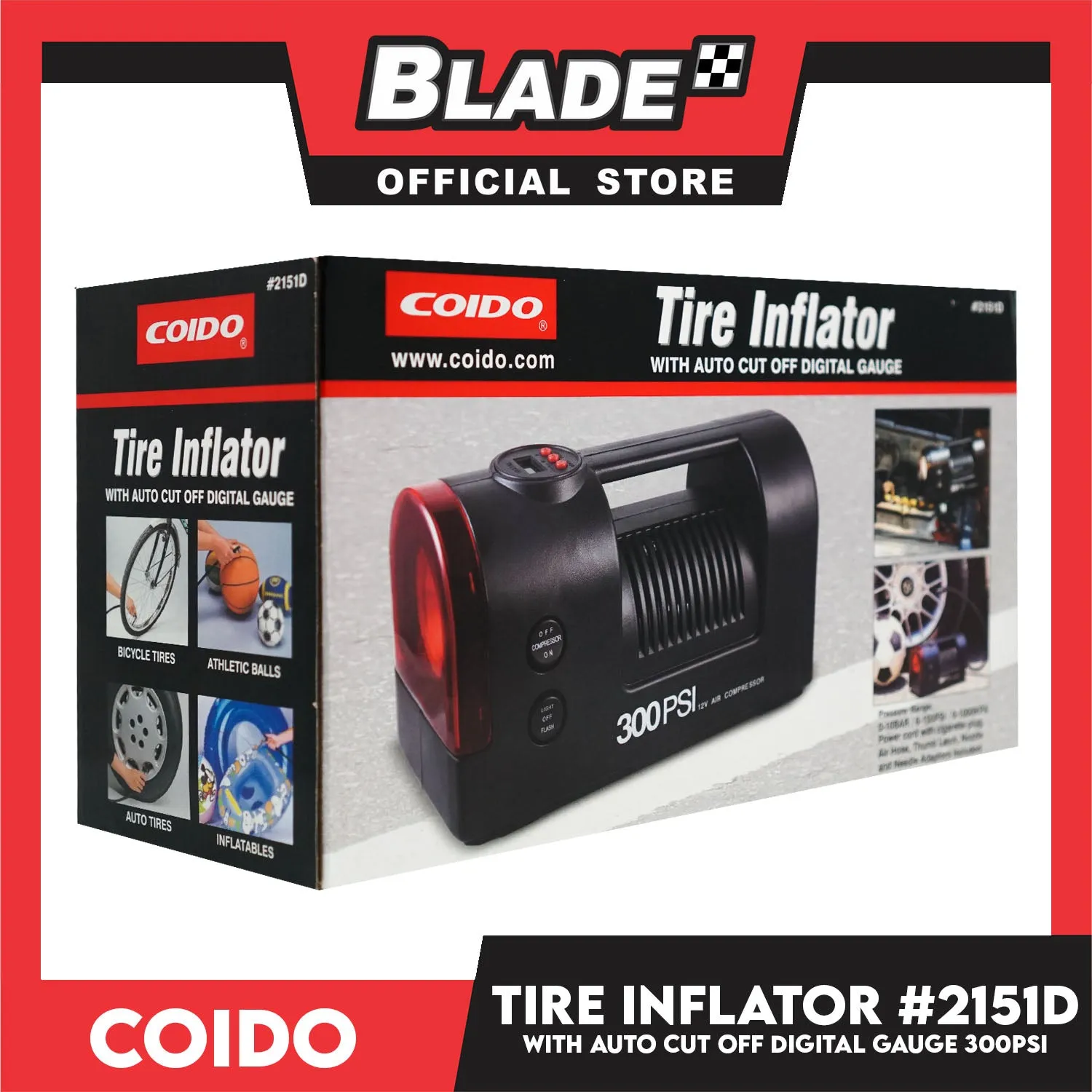 Coido Tire Inflator #2151D with Auto Cut Off Digital Gauge