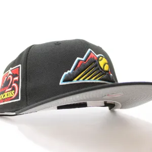 Colorado Rockies 25th Anniversary New Era 59Fifty Fitted Hat (Glow in the Dark BLACK REFLECTIVE  3M Gray Under Brim)