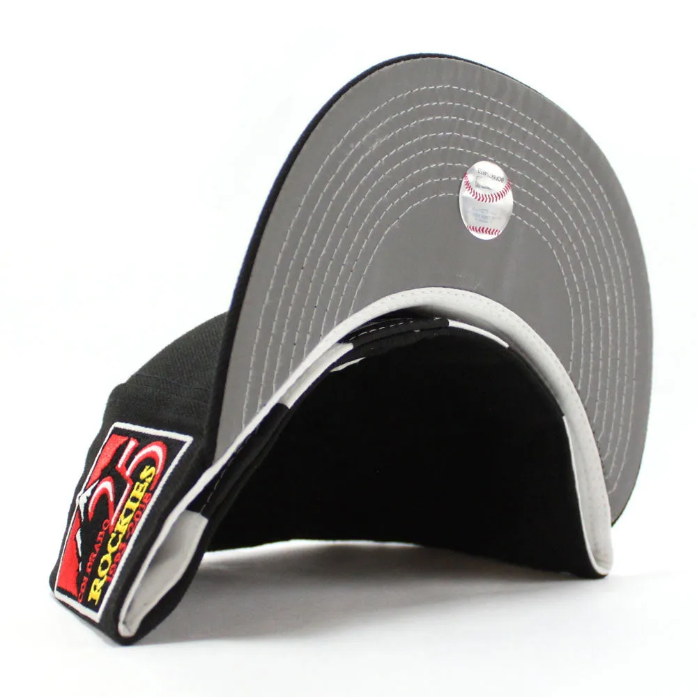Colorado Rockies 25th Anniversary New Era 59Fifty Fitted Hat (Glow in the Dark BLACK REFLECTIVE  3M Gray Under Brim)