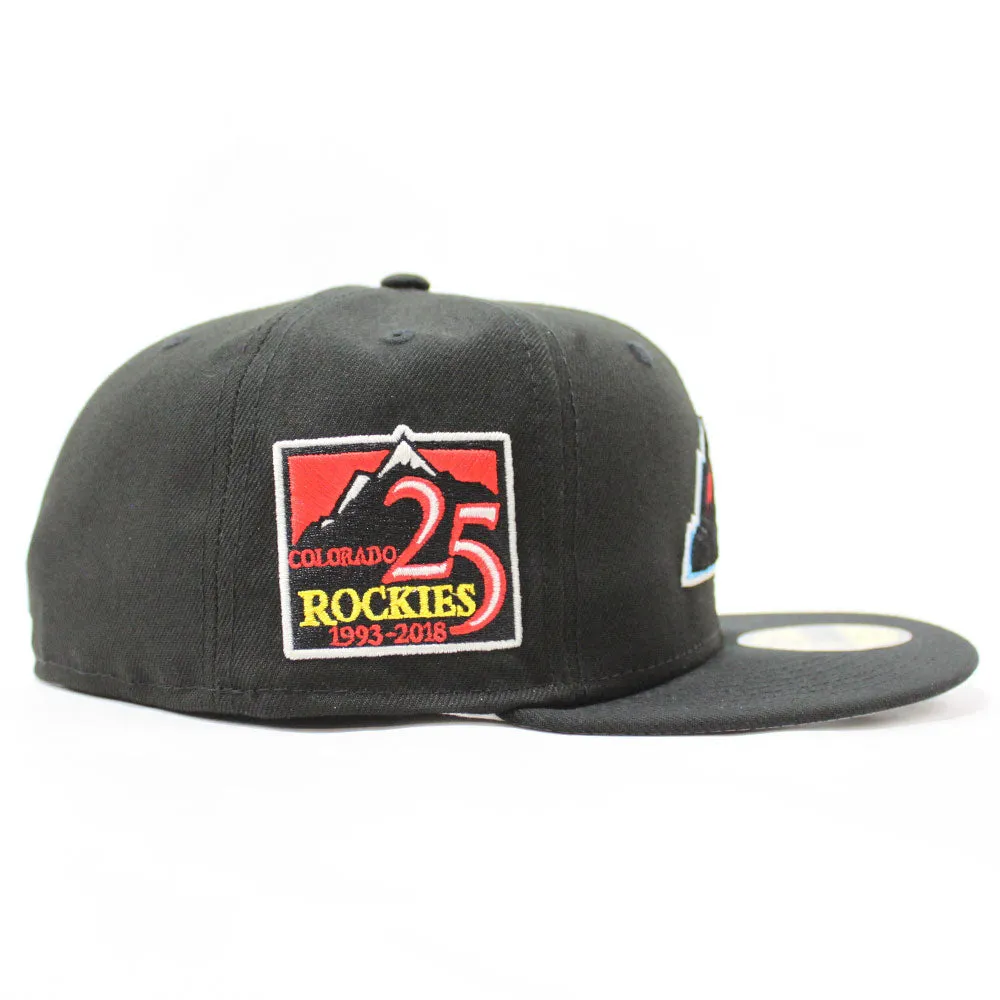 Colorado Rockies 25th Anniversary New Era 59Fifty Fitted Hat (Glow in the Dark BLACK REFLECTIVE  3M Gray Under Brim)
