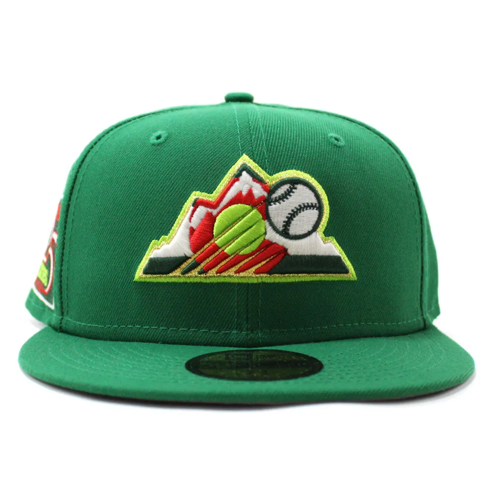 Colorado Rockies 25TH Anniversary New Era 59Fifty Fitted Hat V2 (Glow in the Dark MTN DEW Kelly REFLECTIVE 3M Under Brim)