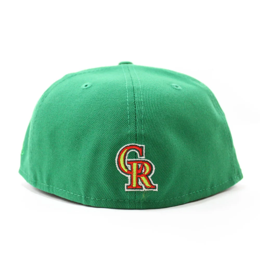 Colorado Rockies 25TH Anniversary New Era 59Fifty Fitted Hat V2 (Glow in the Dark MTN DEW Kelly REFLECTIVE 3M Under Brim)