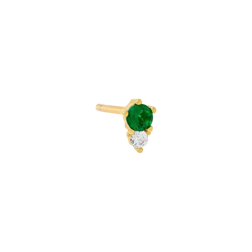 Colored Graduated Double Solitaire Stud Earring