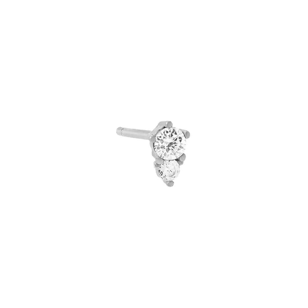 Colored Graduated Double Solitaire Stud Earring