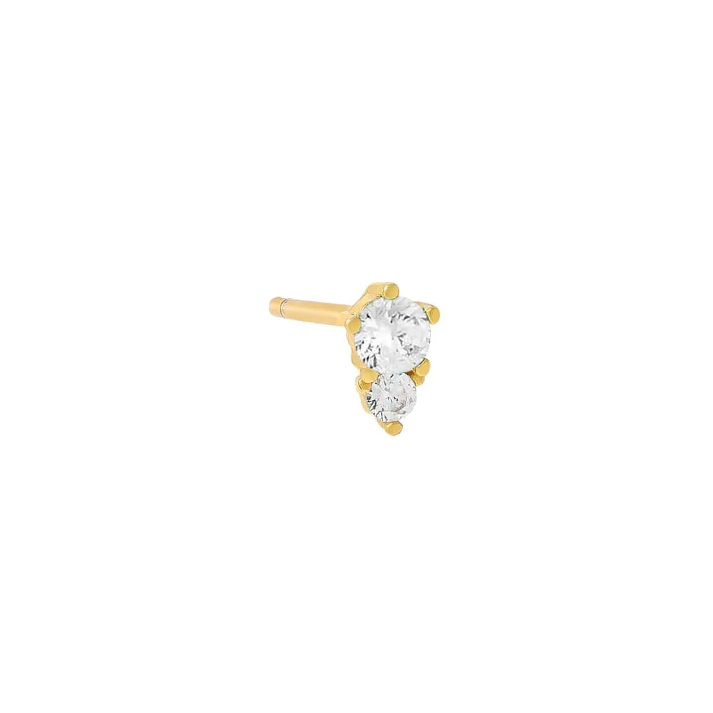 Colored Graduated Double Solitaire Stud Earring