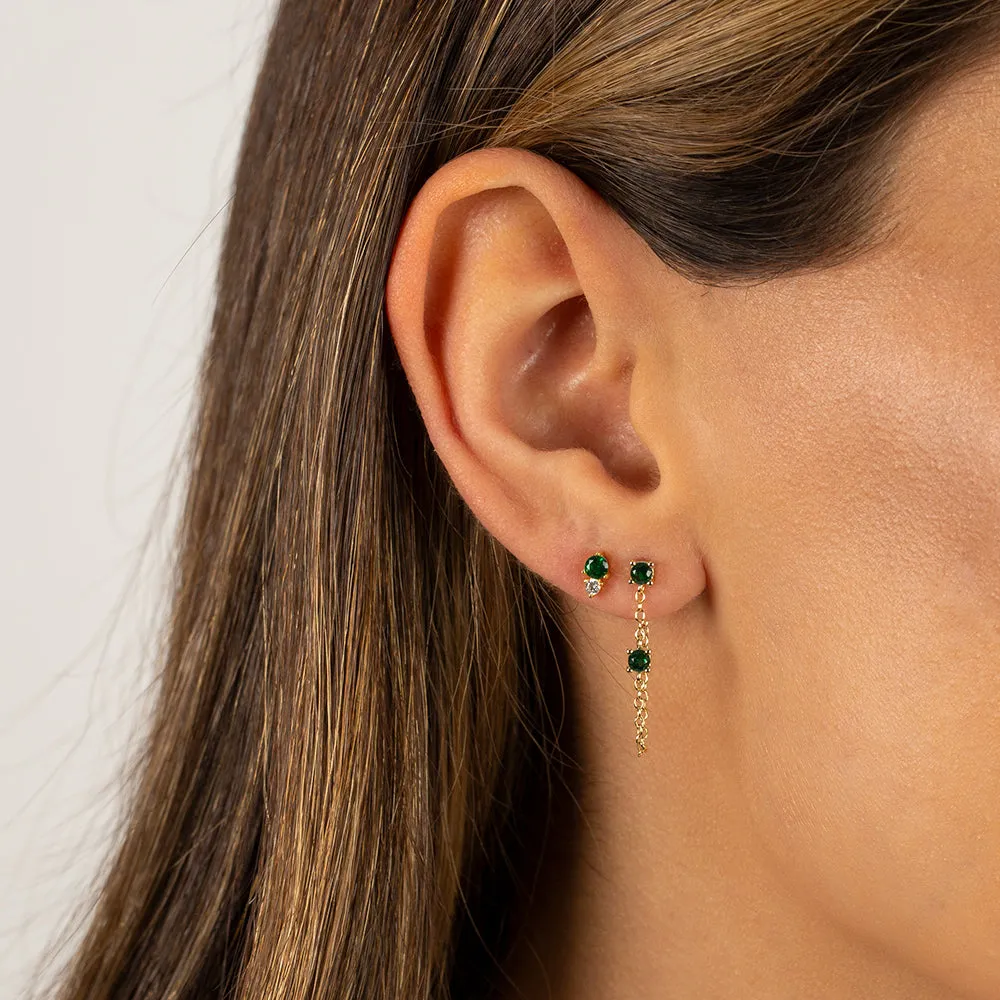 Colored Graduated Double Solitaire Stud Earring