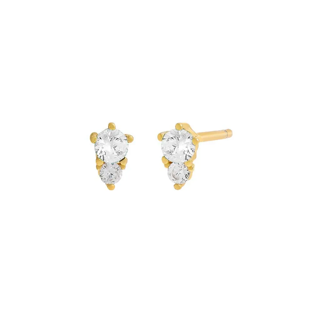 Colored Graduated Double Solitaire Stud Earring