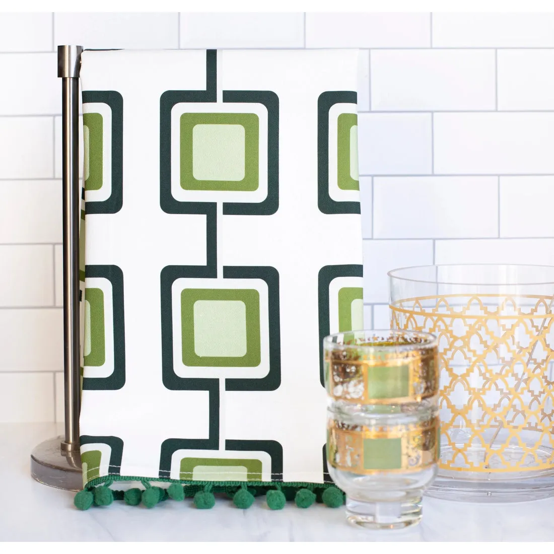 Copy of Mod Lounge Paper Company Mid Century Modern Retro Square Tea Towel Green