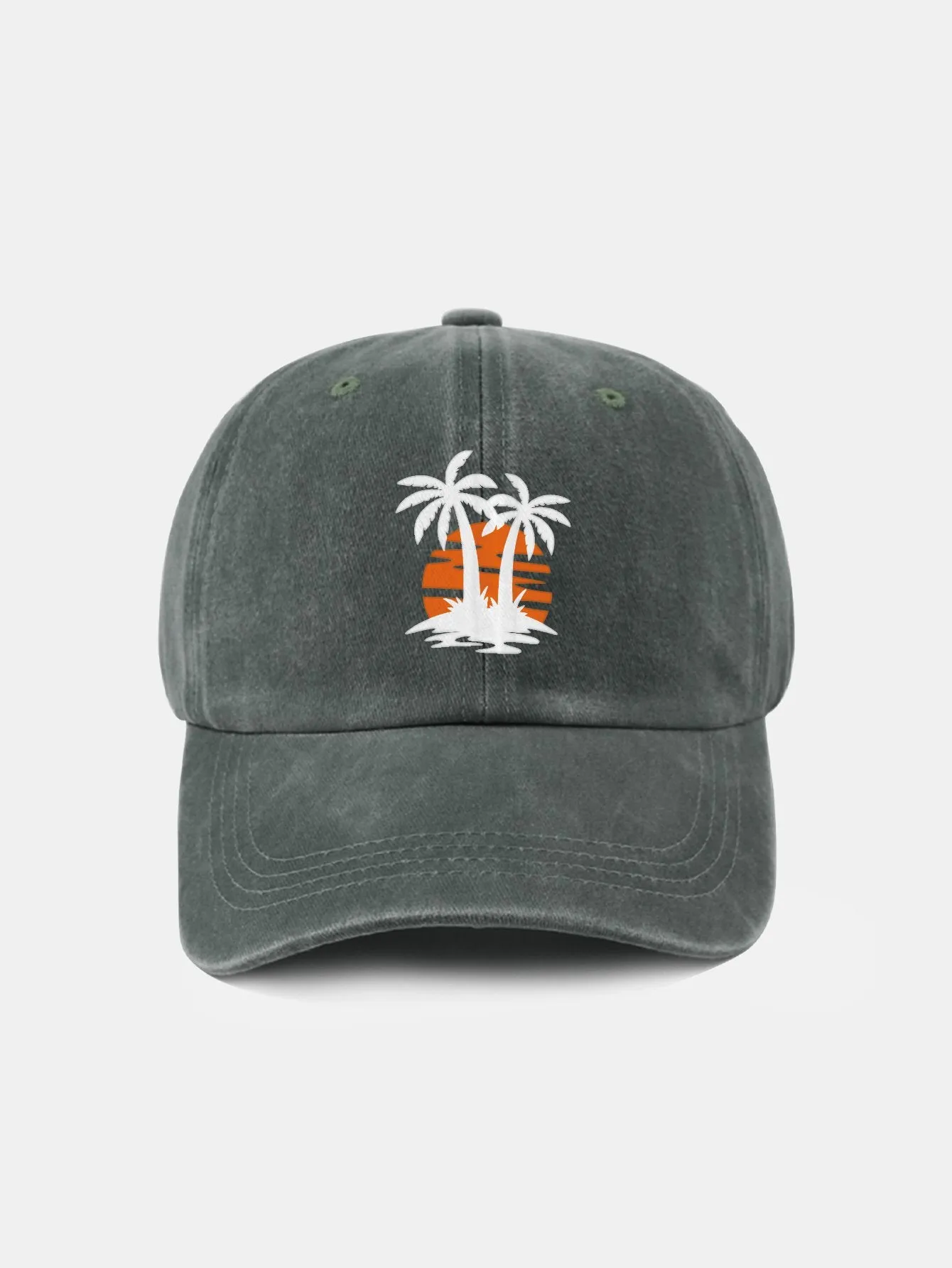 Corak Sunset Tree Coconut Classic Retro Dibasuh Kapas Baseball Cap Baseball
