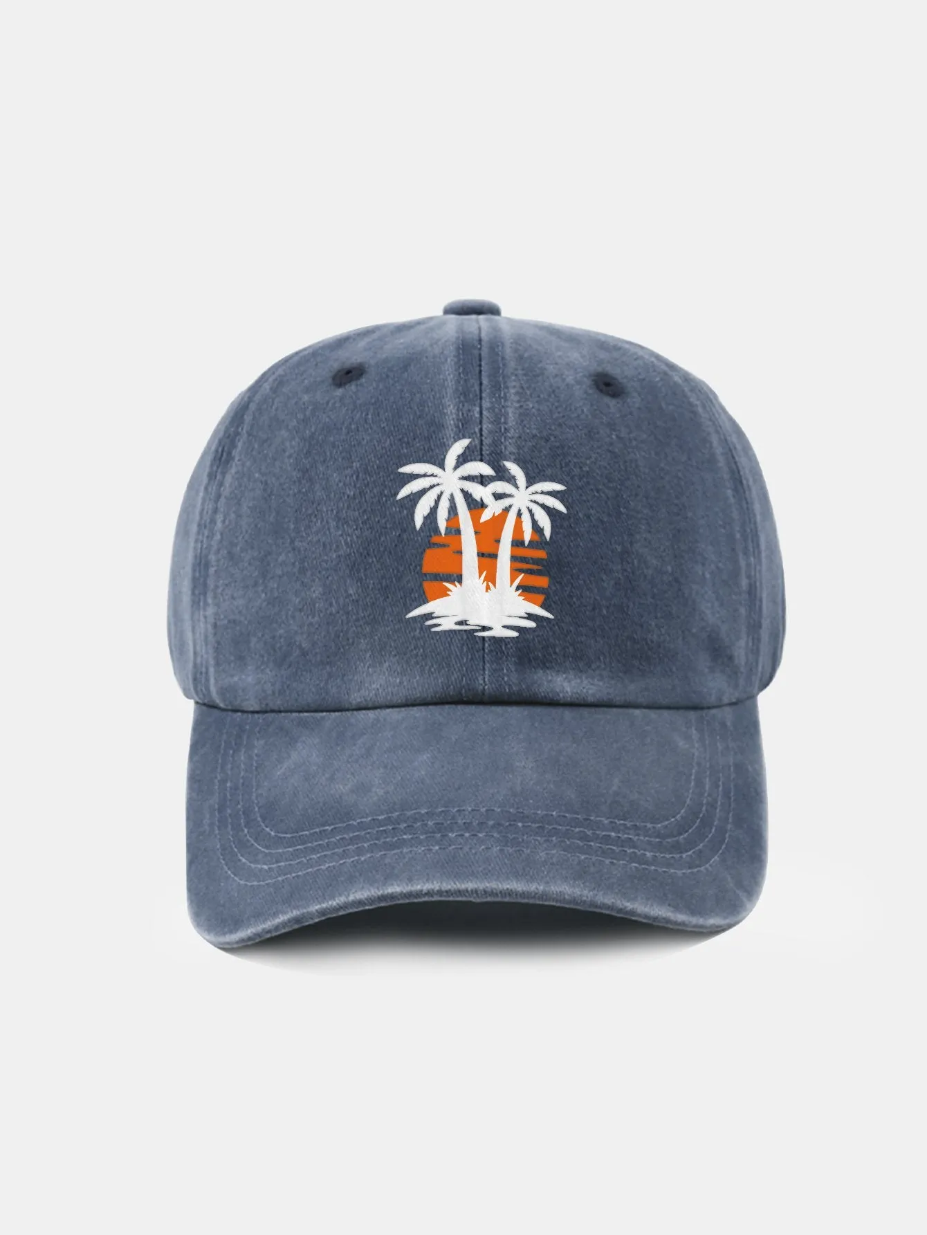 Corak Sunset Tree Coconut Classic Retro Dibasuh Kapas Baseball Cap Baseball