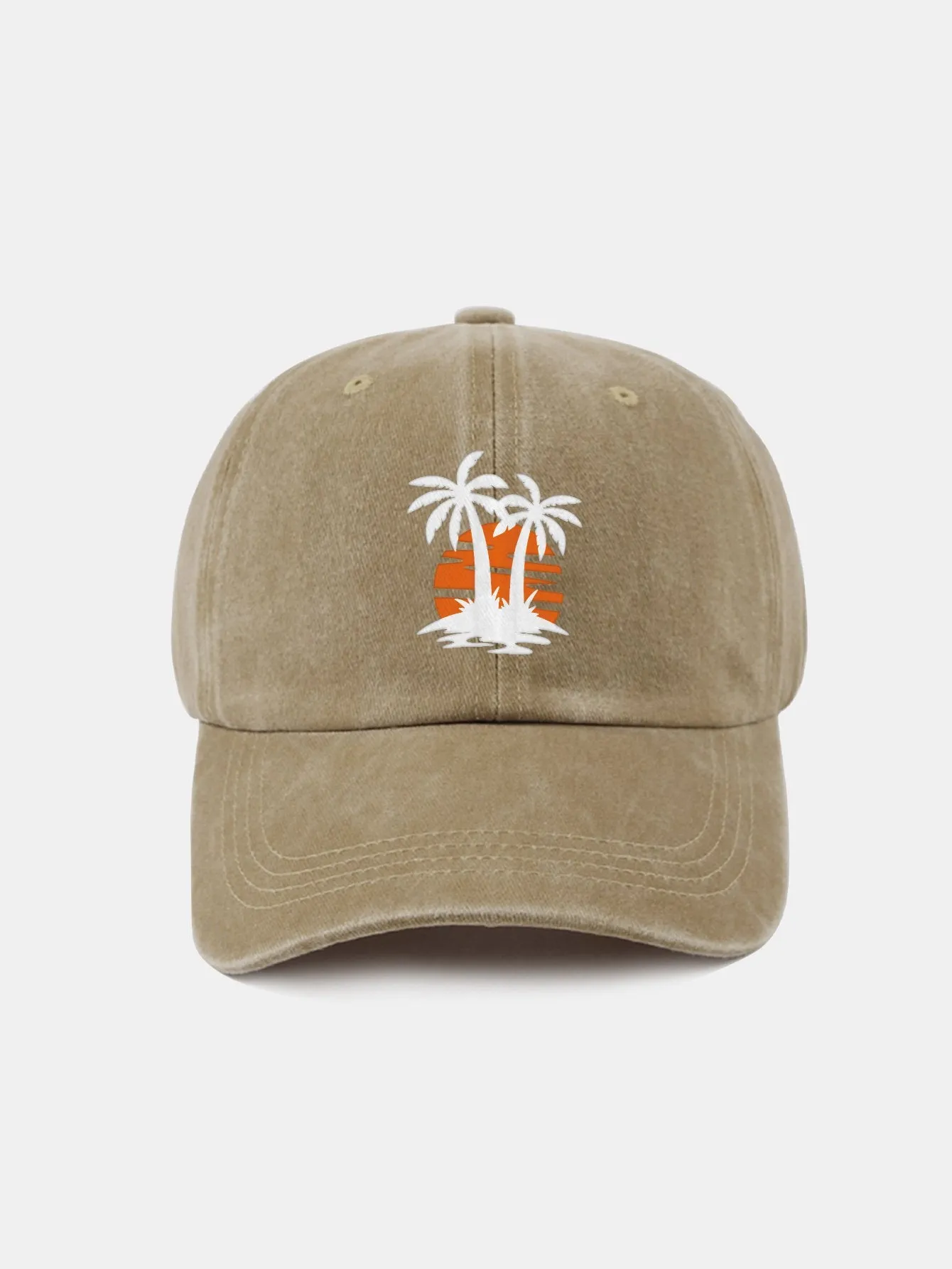 Corak Sunset Tree Coconut Classic Retro Dibasuh Kapas Baseball Cap Baseball