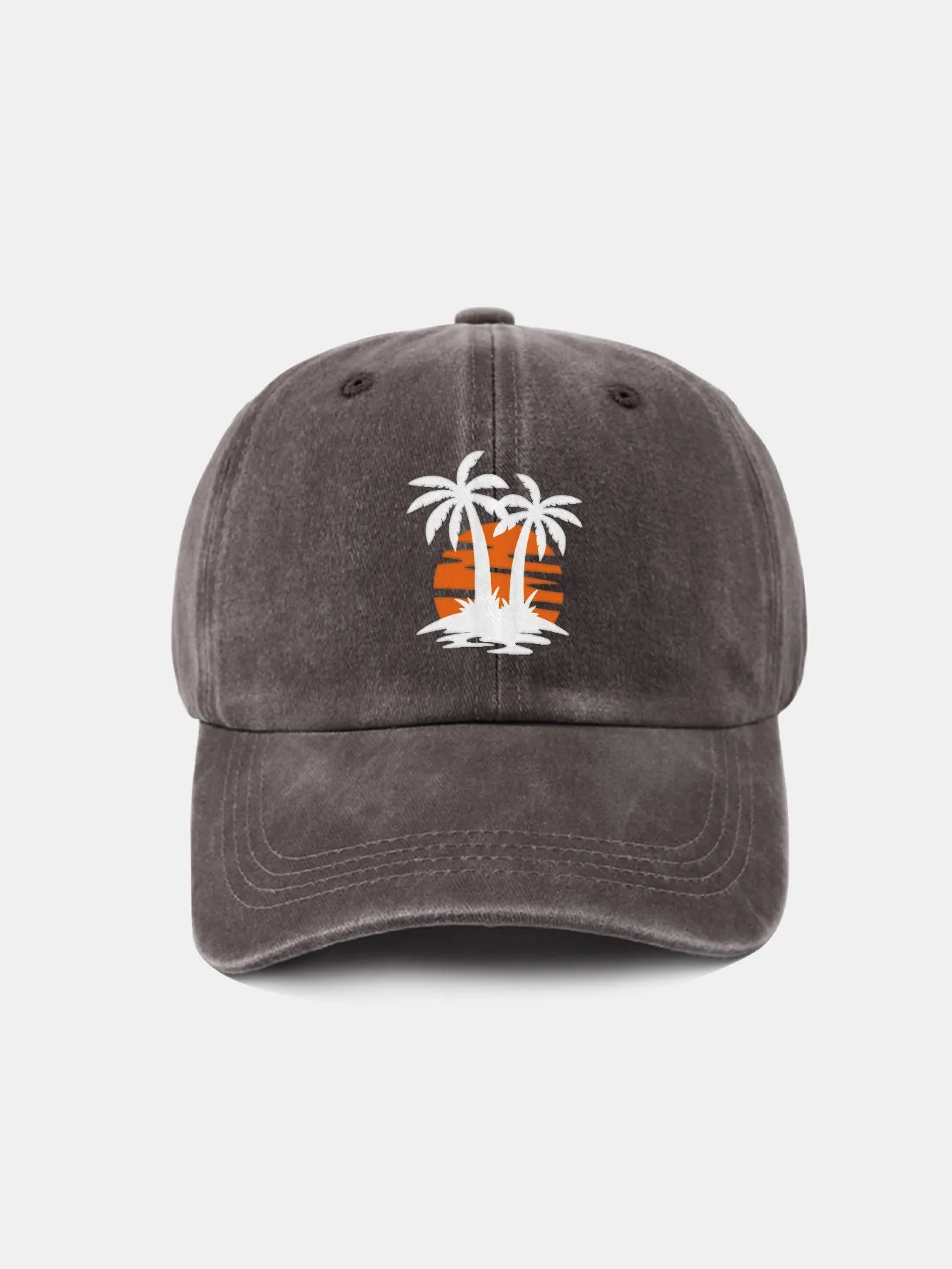 Corak Sunset Tree Coconut Classic Retro Dibasuh Kapas Baseball Cap Baseball