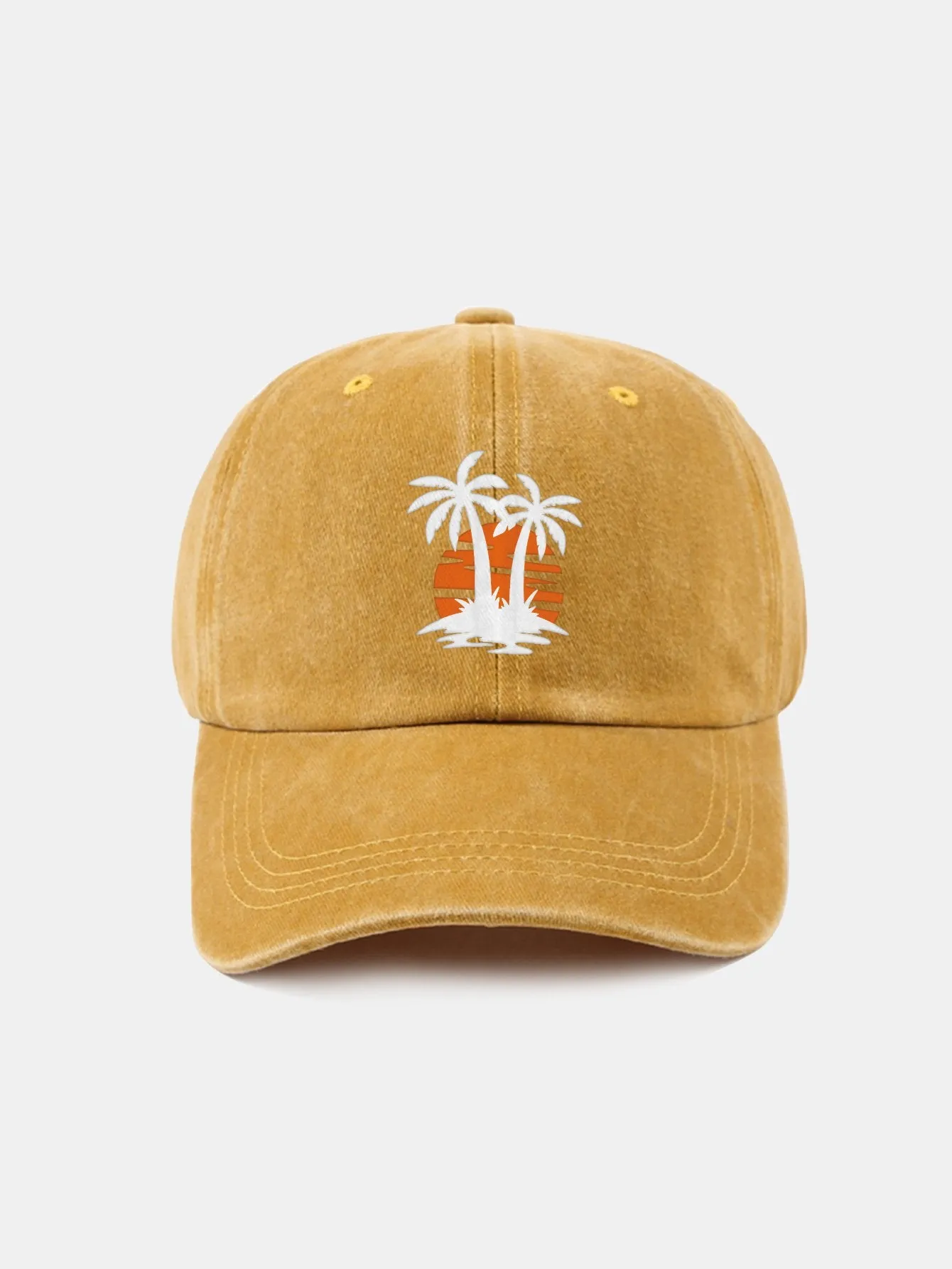 Corak Sunset Tree Coconut Classic Retro Dibasuh Kapas Baseball Cap Baseball
