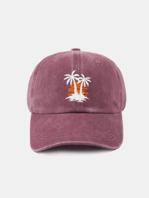 Corak Sunset Tree Coconut Classic Retro Dibasuh Kapas Baseball Cap Baseball
