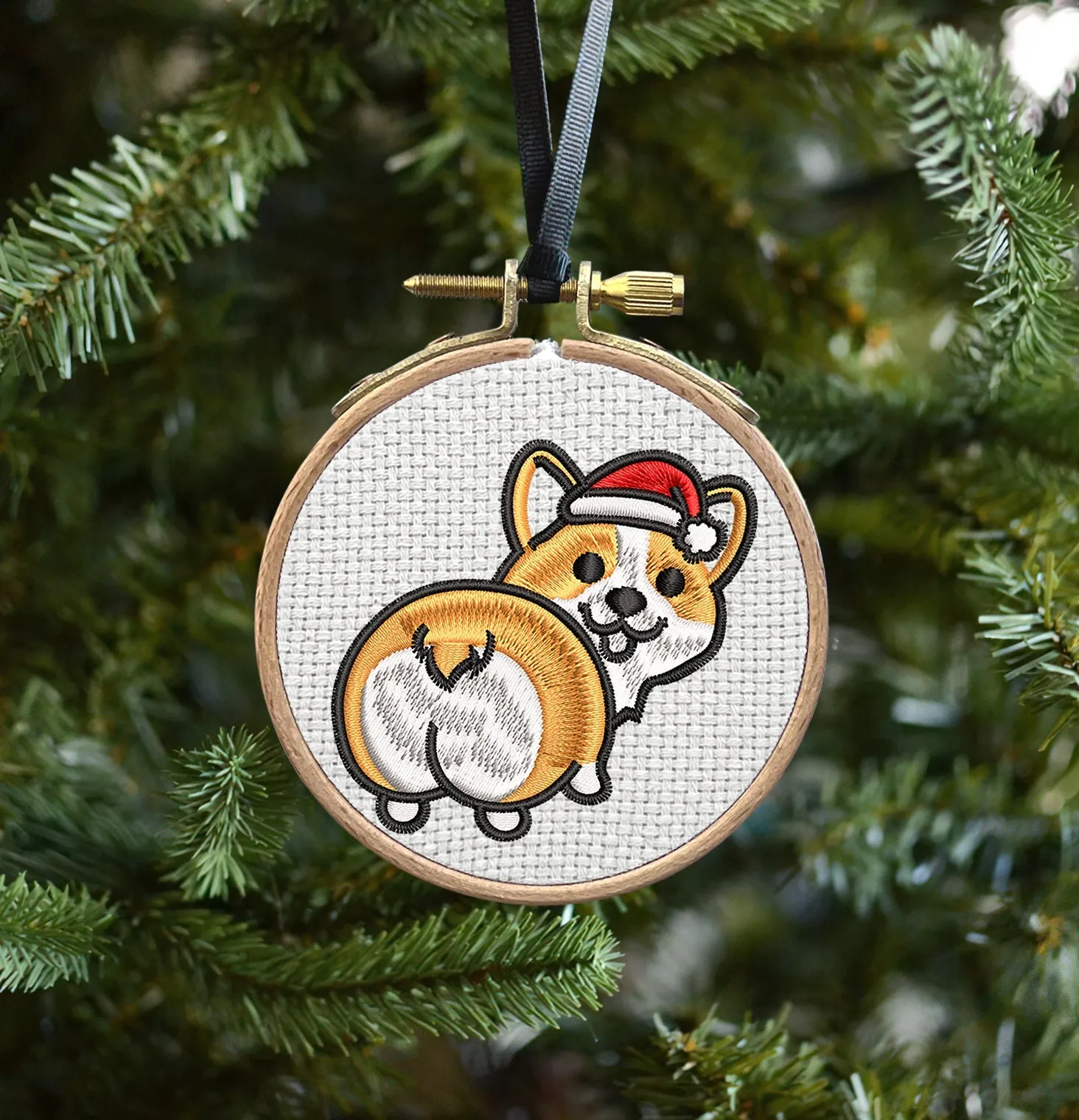 Corgi Funny Embroidered Christmas Ornaments