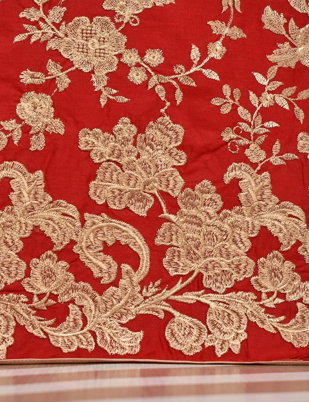 Cotton Embroidered Kurti - Poetic Essence (T20-011-Red)