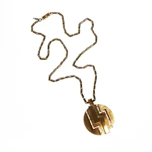 Crown Trifari Gold Medallion Necklace