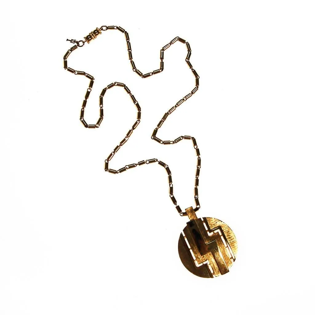 Crown Trifari Gold Medallion Necklace