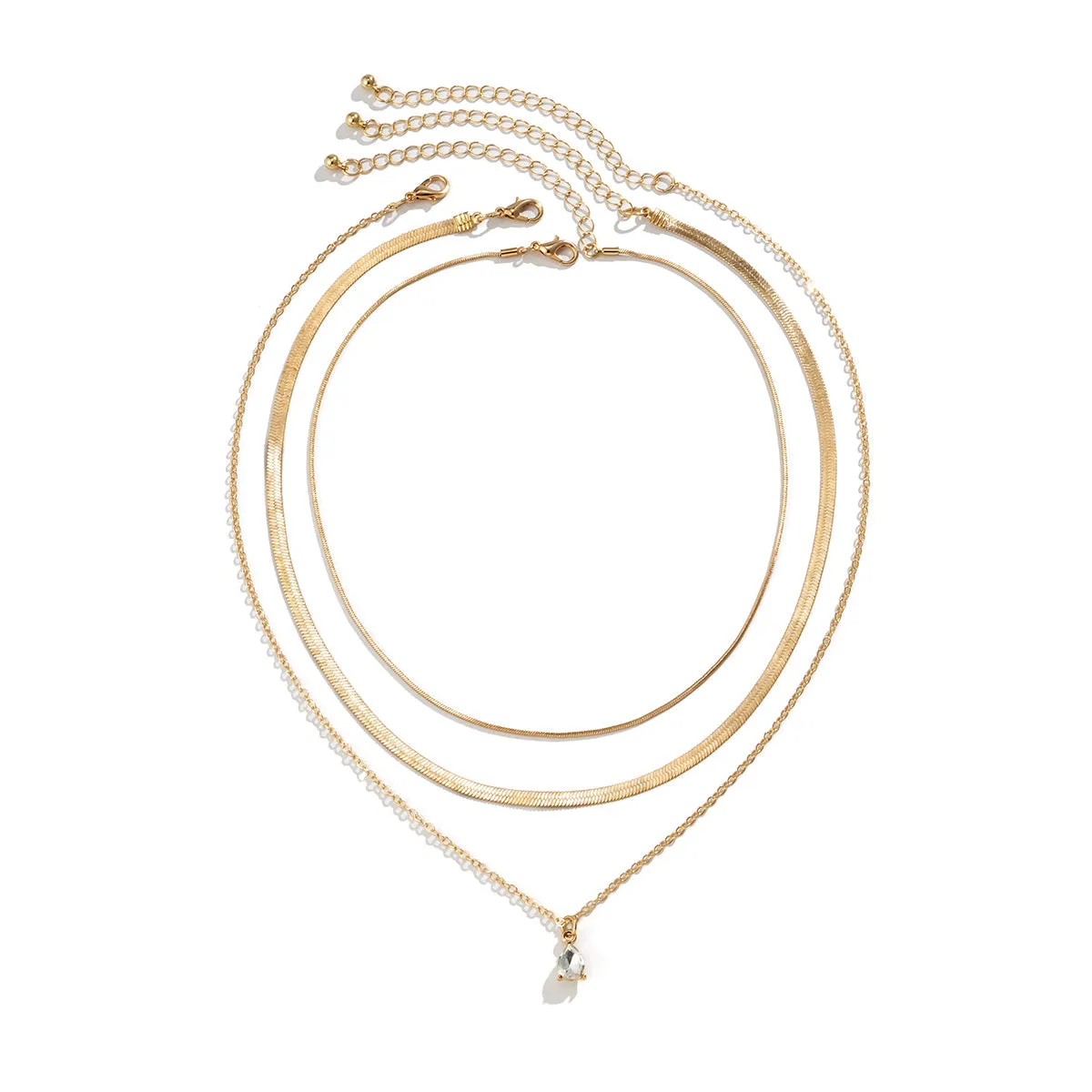 Crystal & 18K Gold-Plated Snake Chain Necklace Set