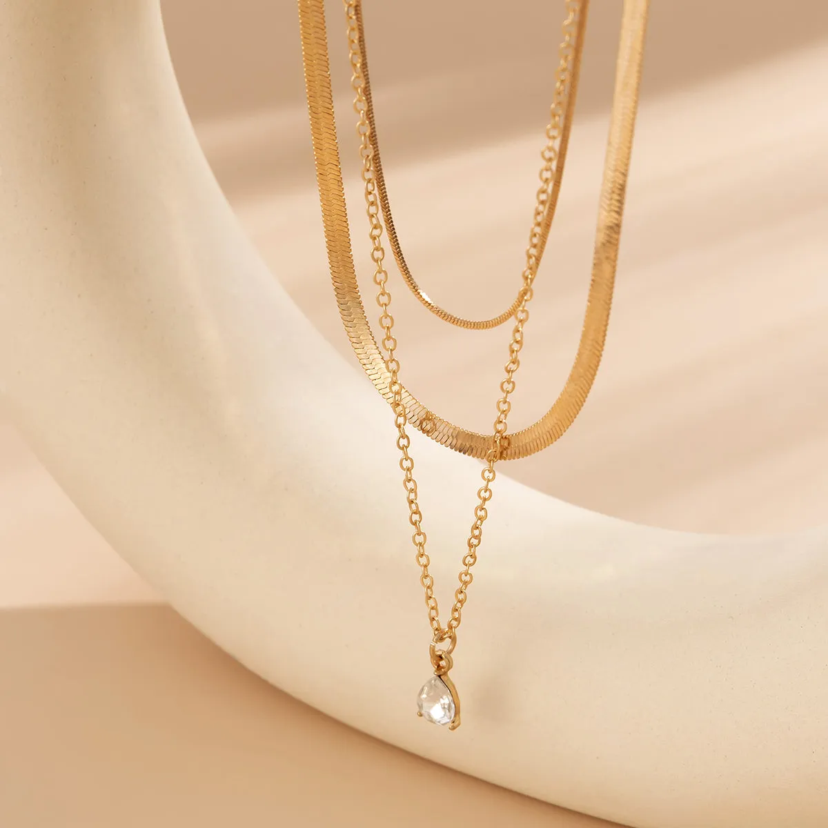 Crystal & 18K Gold-Plated Snake Chain Necklace Set