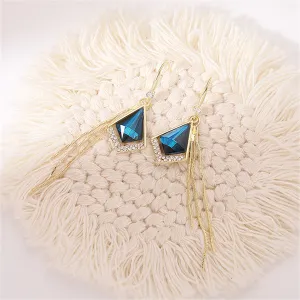 Crystal & Cubic Zirconia 18K Gold-Plated Rhombus Tassel Drop Earrings