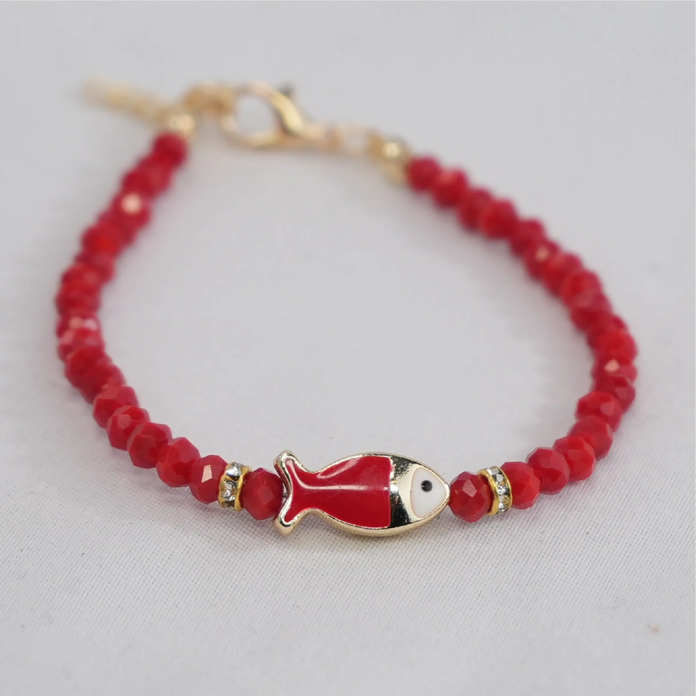 Crystal Beaded Fish with Adjustable Chain- 11 Color Options 