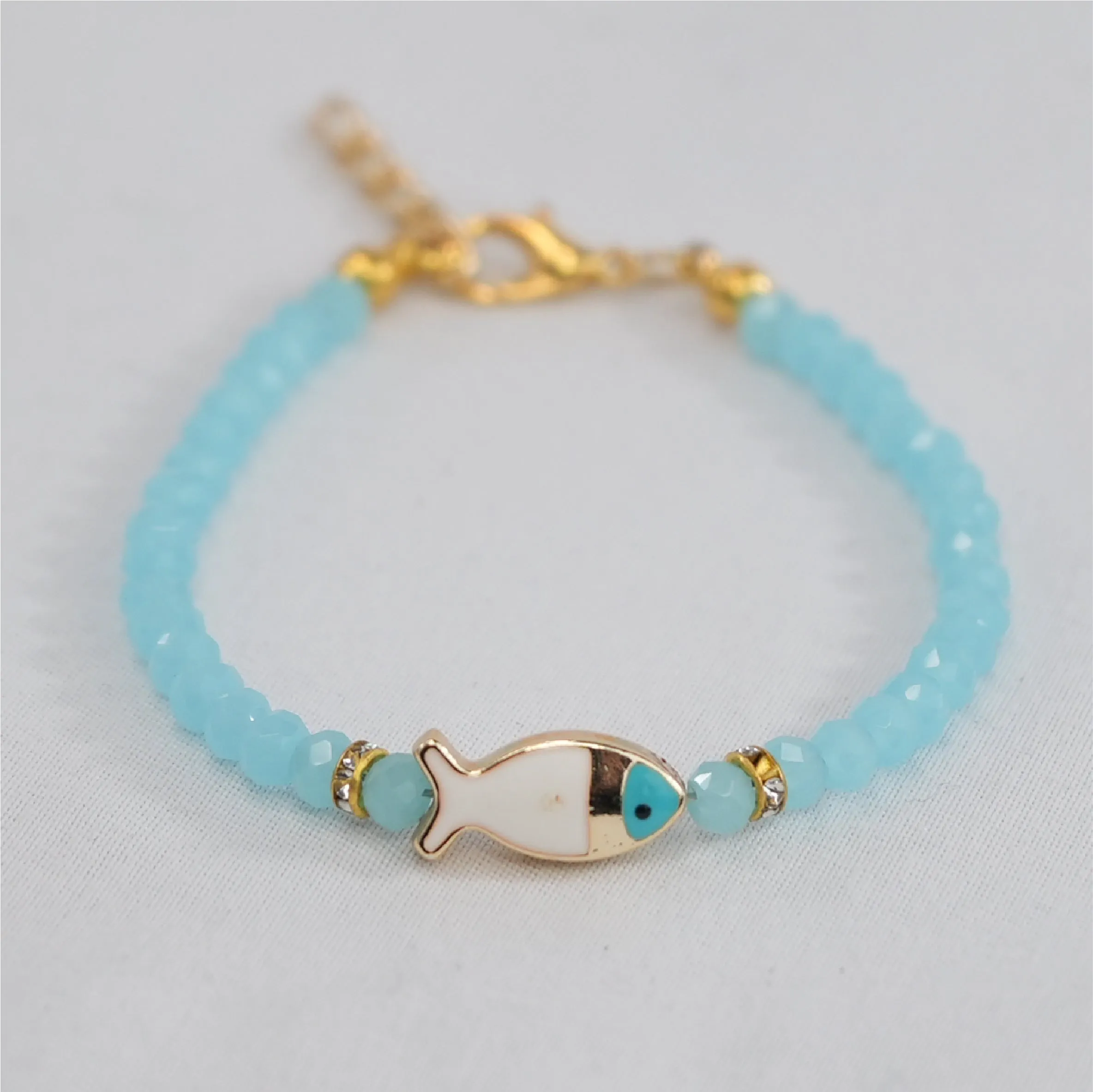 Crystal Beaded Fish with Adjustable Chain- 11 Color Options 