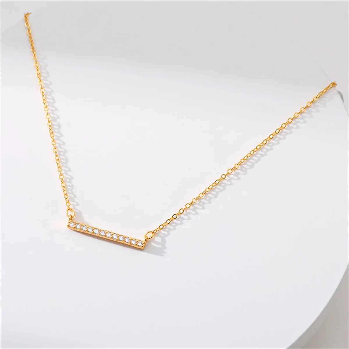 Cubic Zirconia & 18K Gold-Plated Bar Pendant Necklace