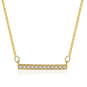 Cubic Zirconia & 18K Gold-Plated Bar Pendant Necklace