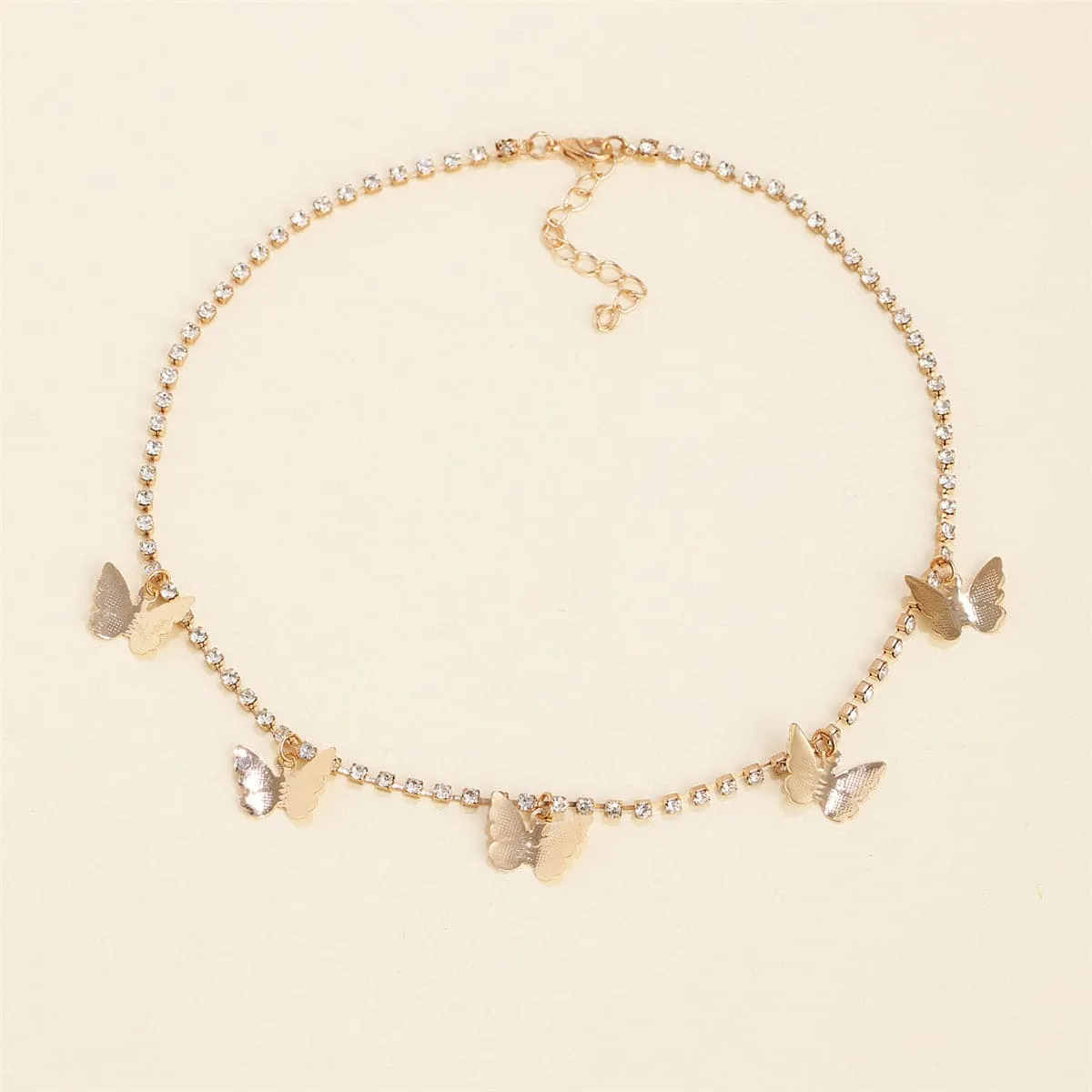 Cubic Zirconia & 18K Gold-Plated Butterfly Station Necklace