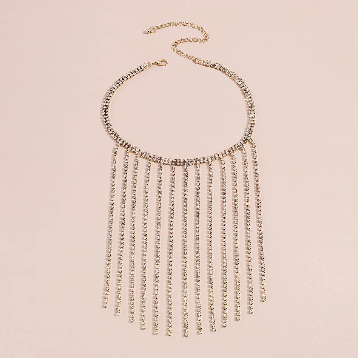 Cubic Zirconia & 18K Gold-Plated Tassel Choker