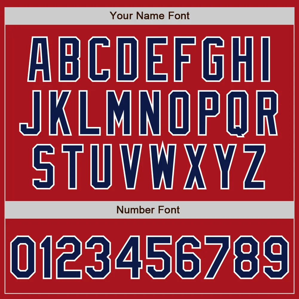 Custom Red White-Navy Authentic Baseball Jersey