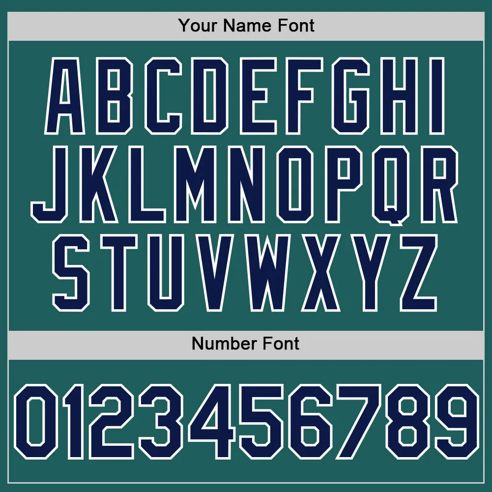 Custom Teal Navy-White Line Authentic Baseball Jersey