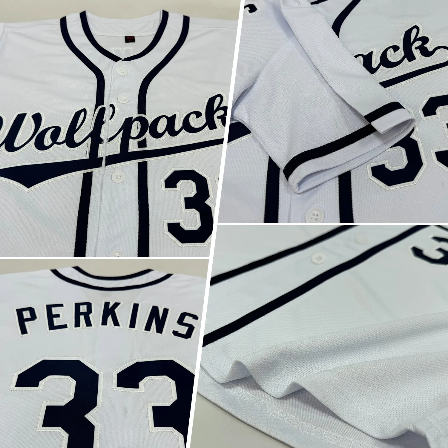 Custom White Navy Baseball Jersey