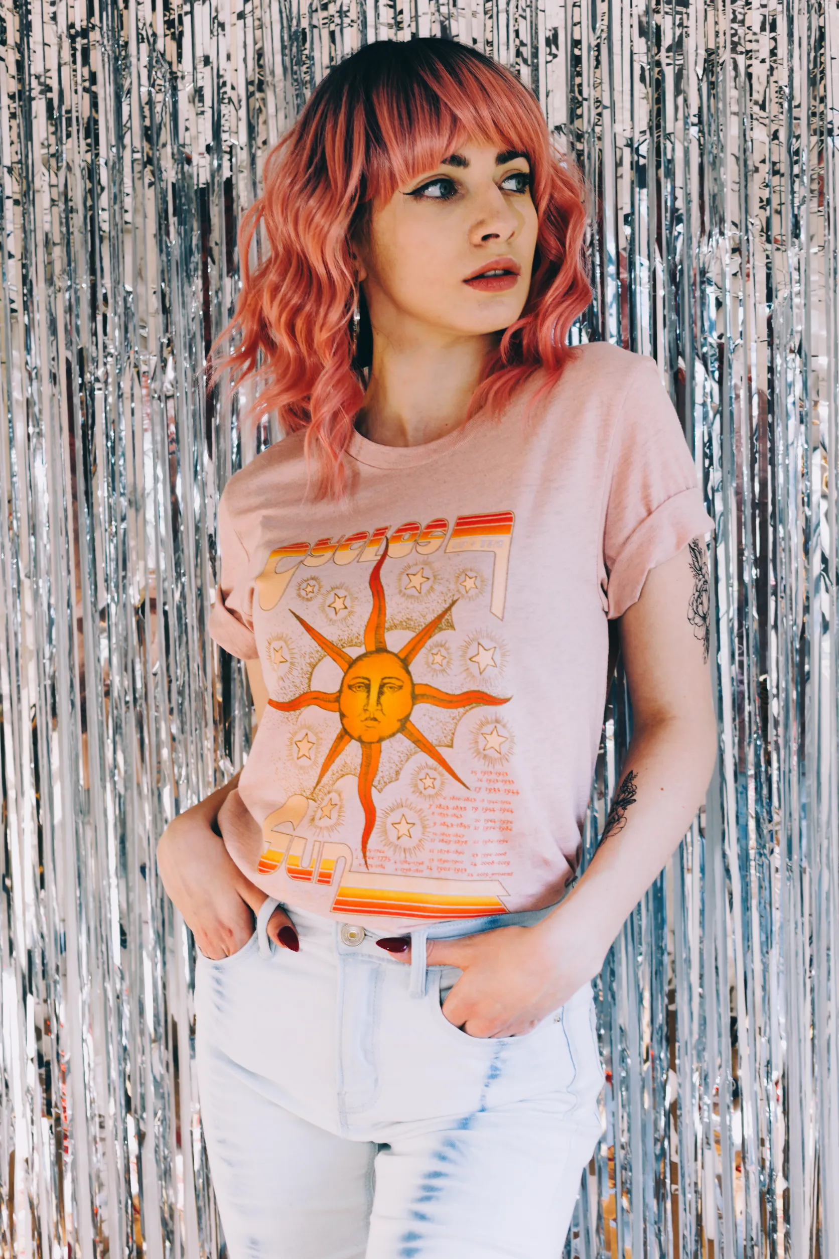 Cycles of The Sun Tee - Heather Prism Peach