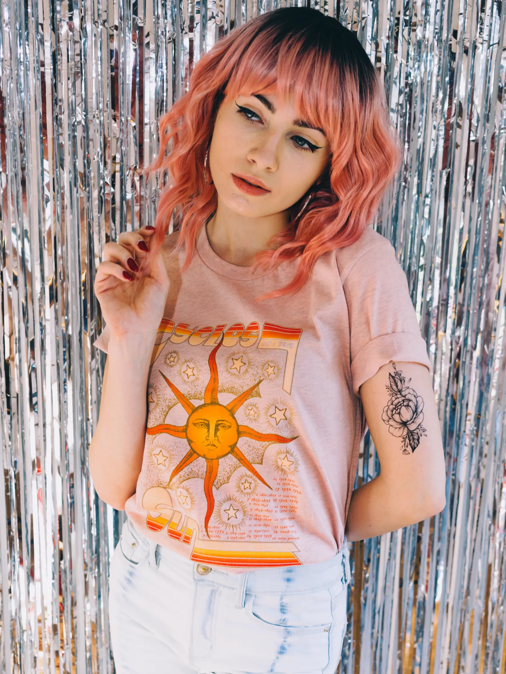Cycles of The Sun Tee - Heather Prism Peach