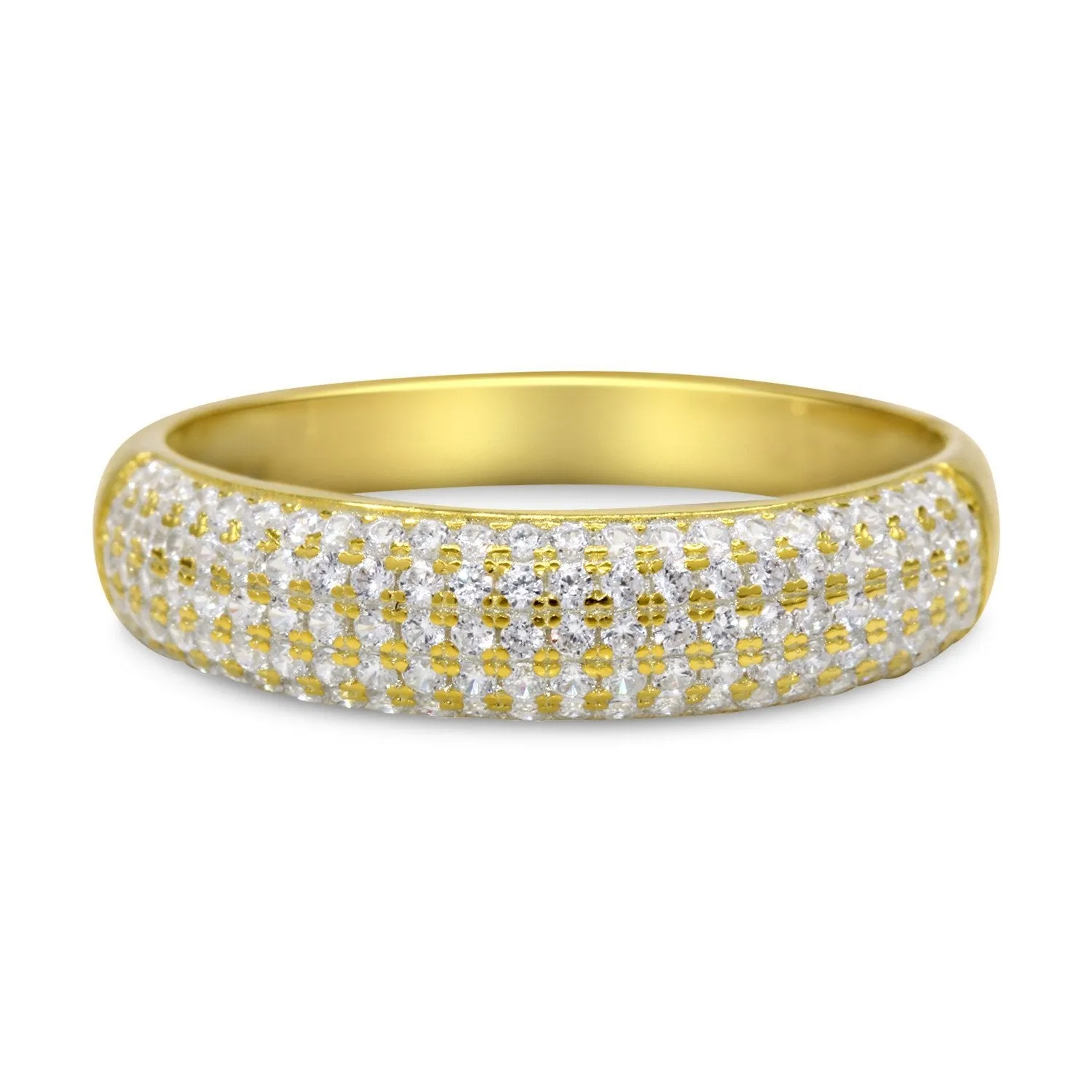 CZ 4mm Band Vintage White Gold Plated Sterling Silver Ring, Engagement Ring