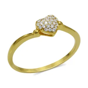 CZ 5mm Sterling Silver Gold Plated Heart Shaped Crossover Halo Engagement Ring