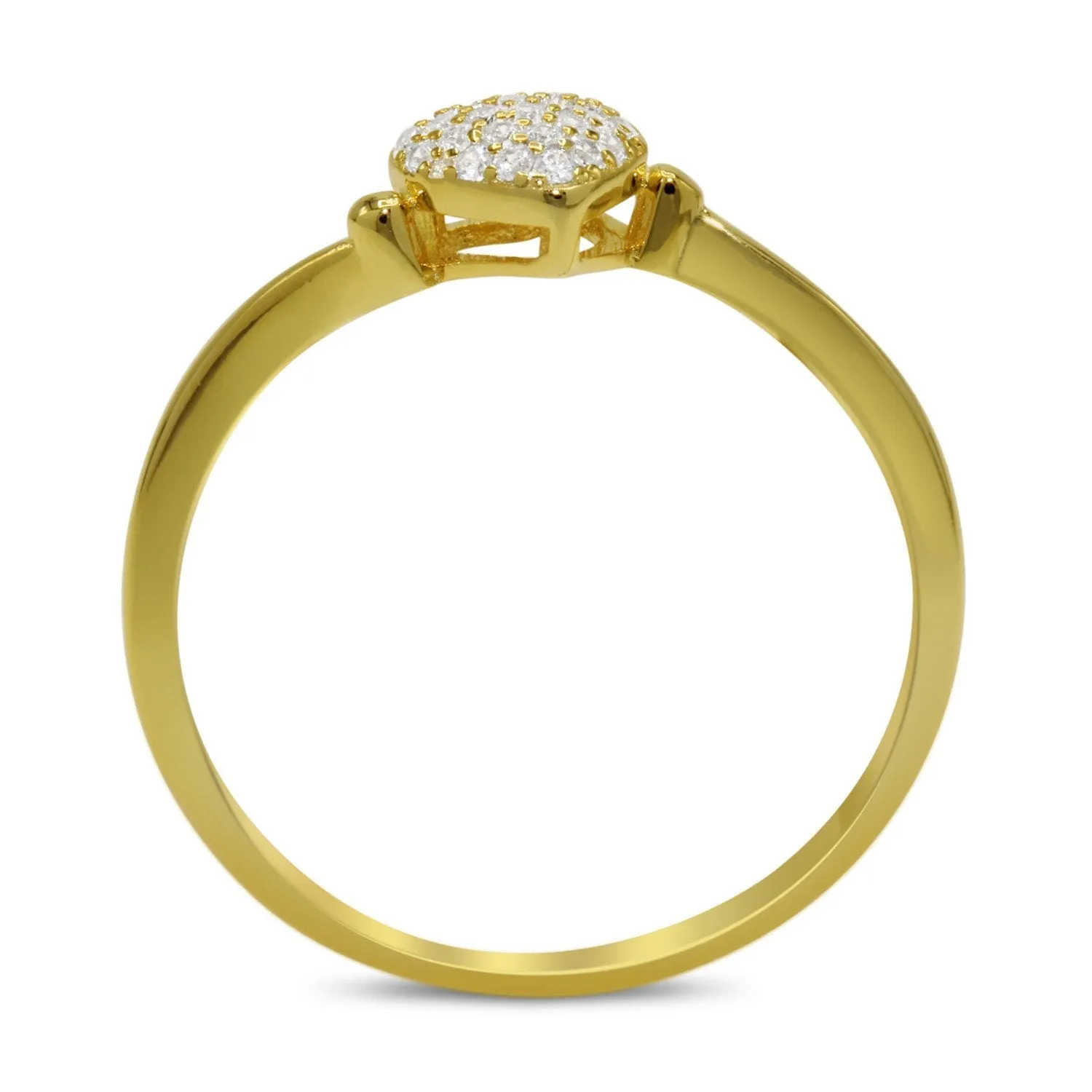CZ 5mm Sterling Silver Gold Plated Heart Shaped Crossover Halo Engagement Ring