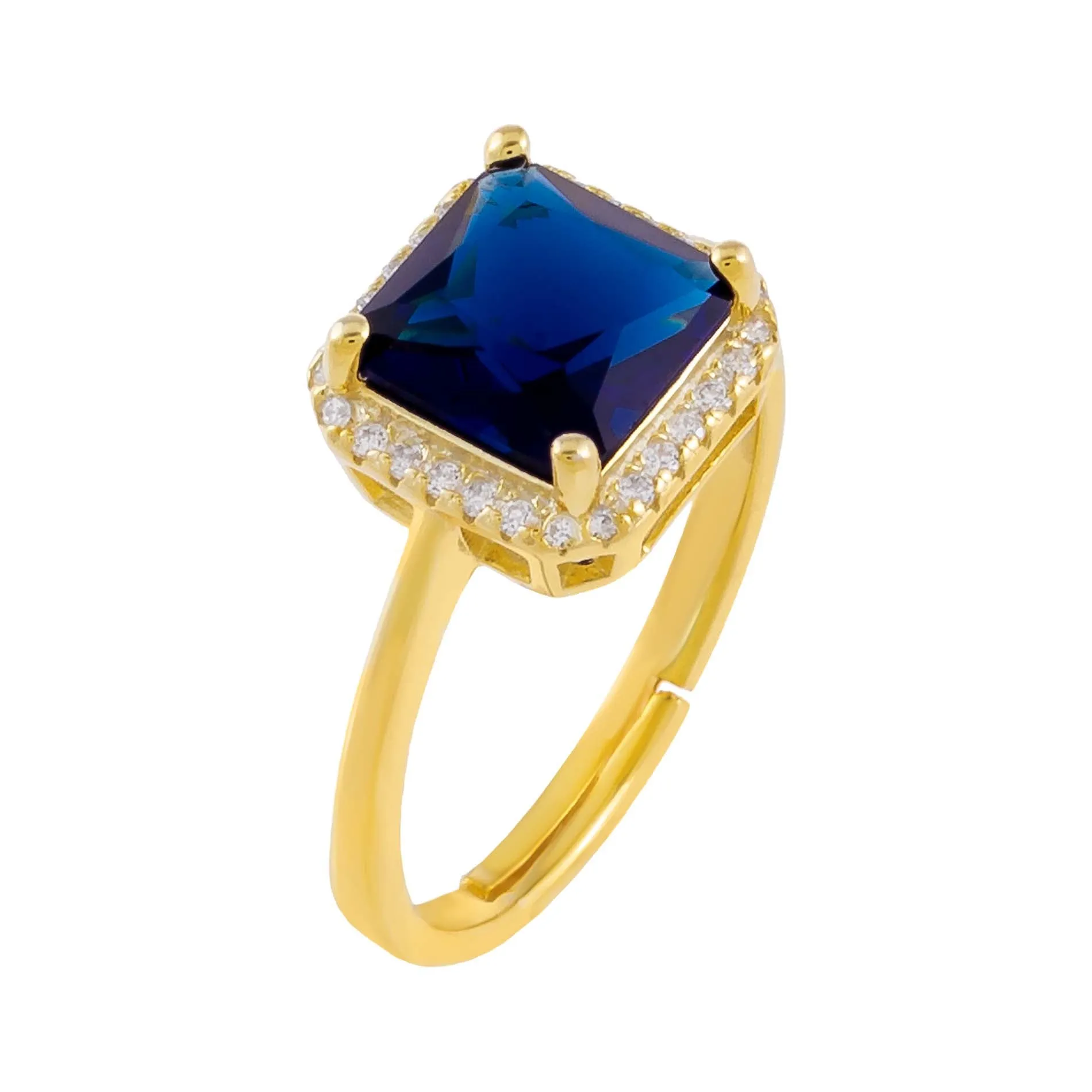 CZ Colored Illusion Square Adjustable Ring