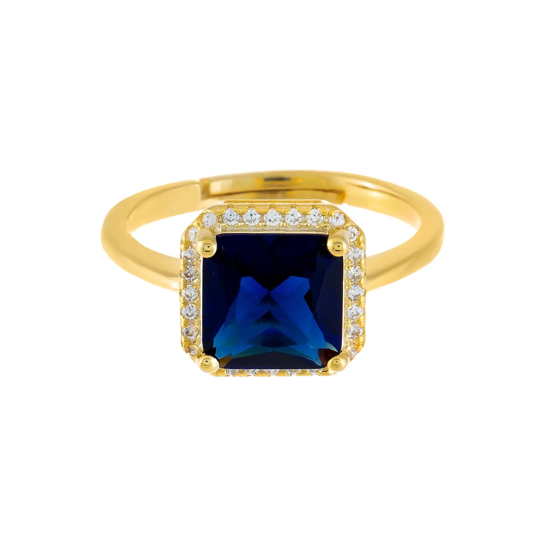 CZ Colored Illusion Square Adjustable Ring