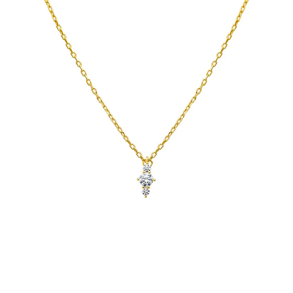 CZ Graduated Cluster Dangling Pendant Necklace
