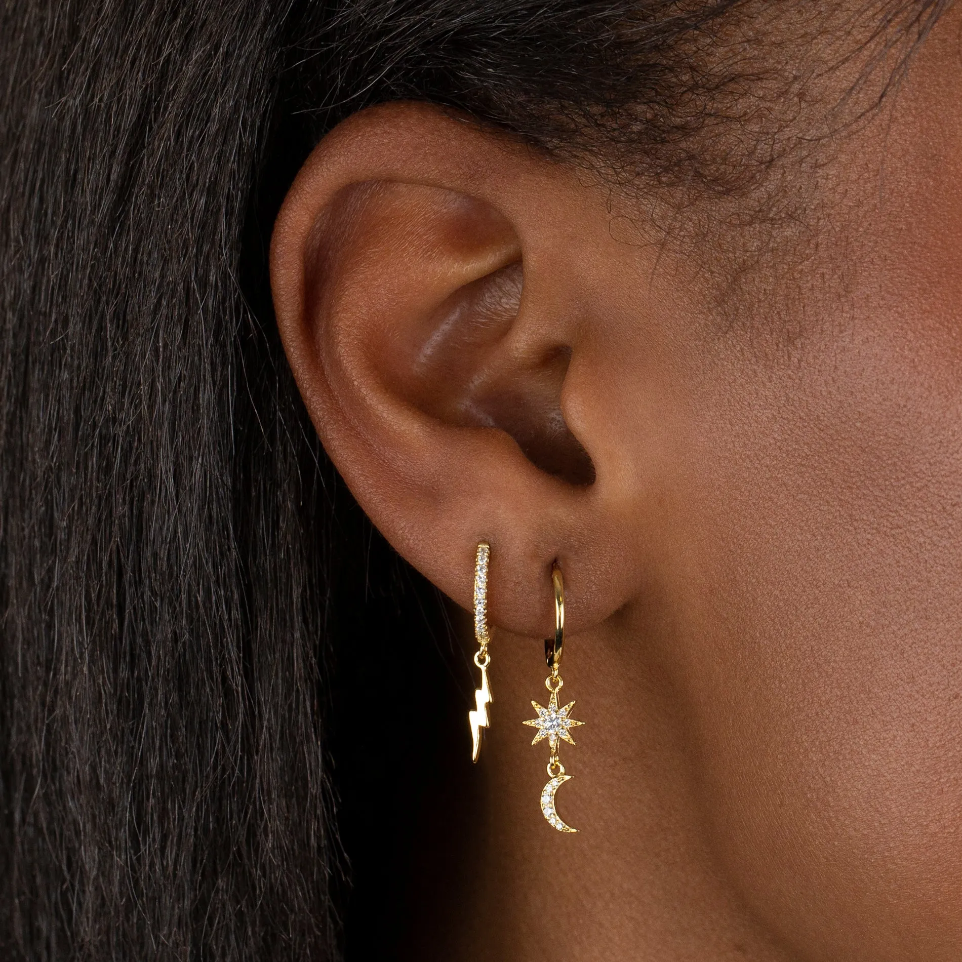 CZ Lightning Bolt Huggie Earring