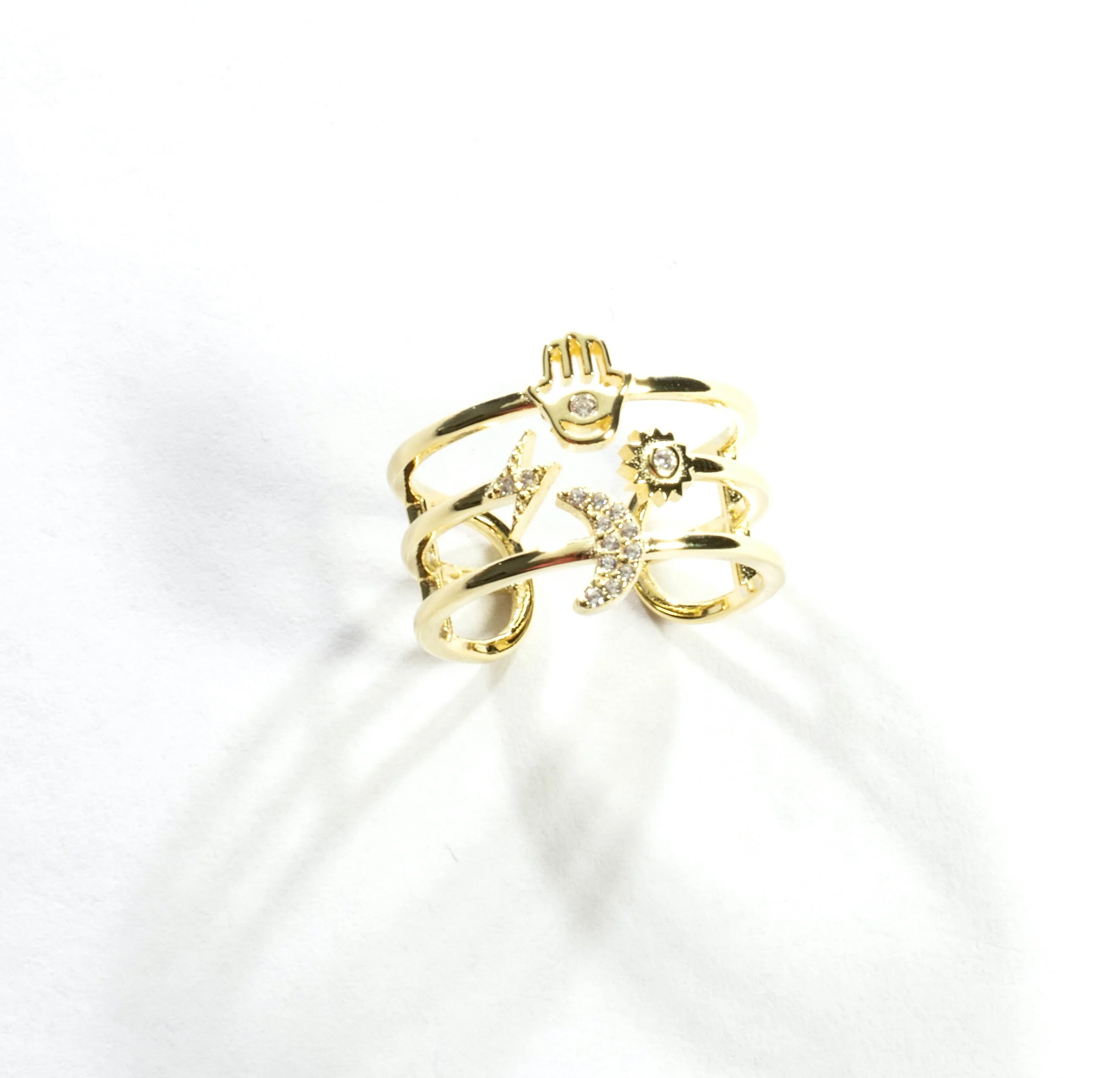 CZ Multi Row Open Ring