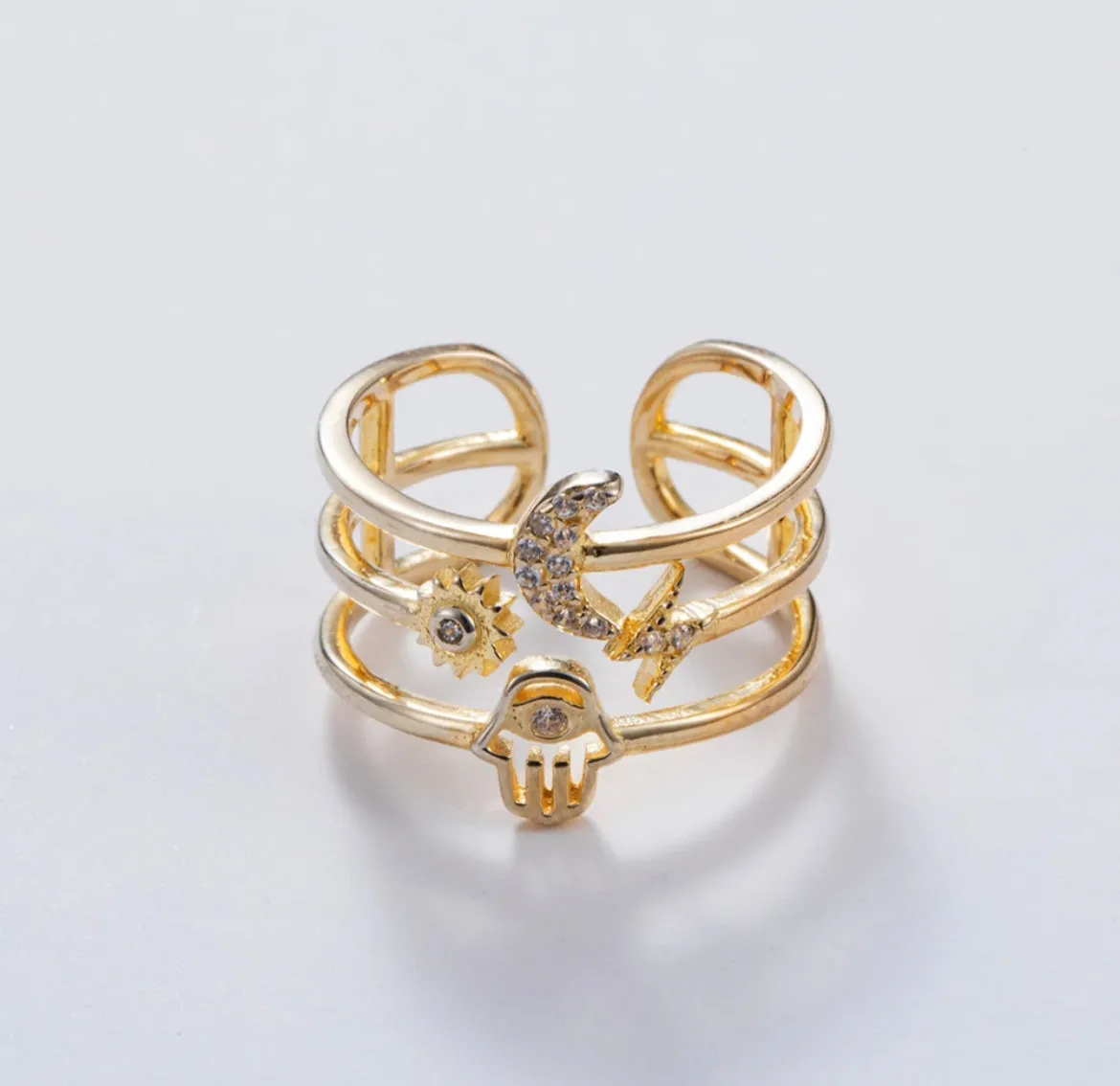 CZ Multi Row Open Ring