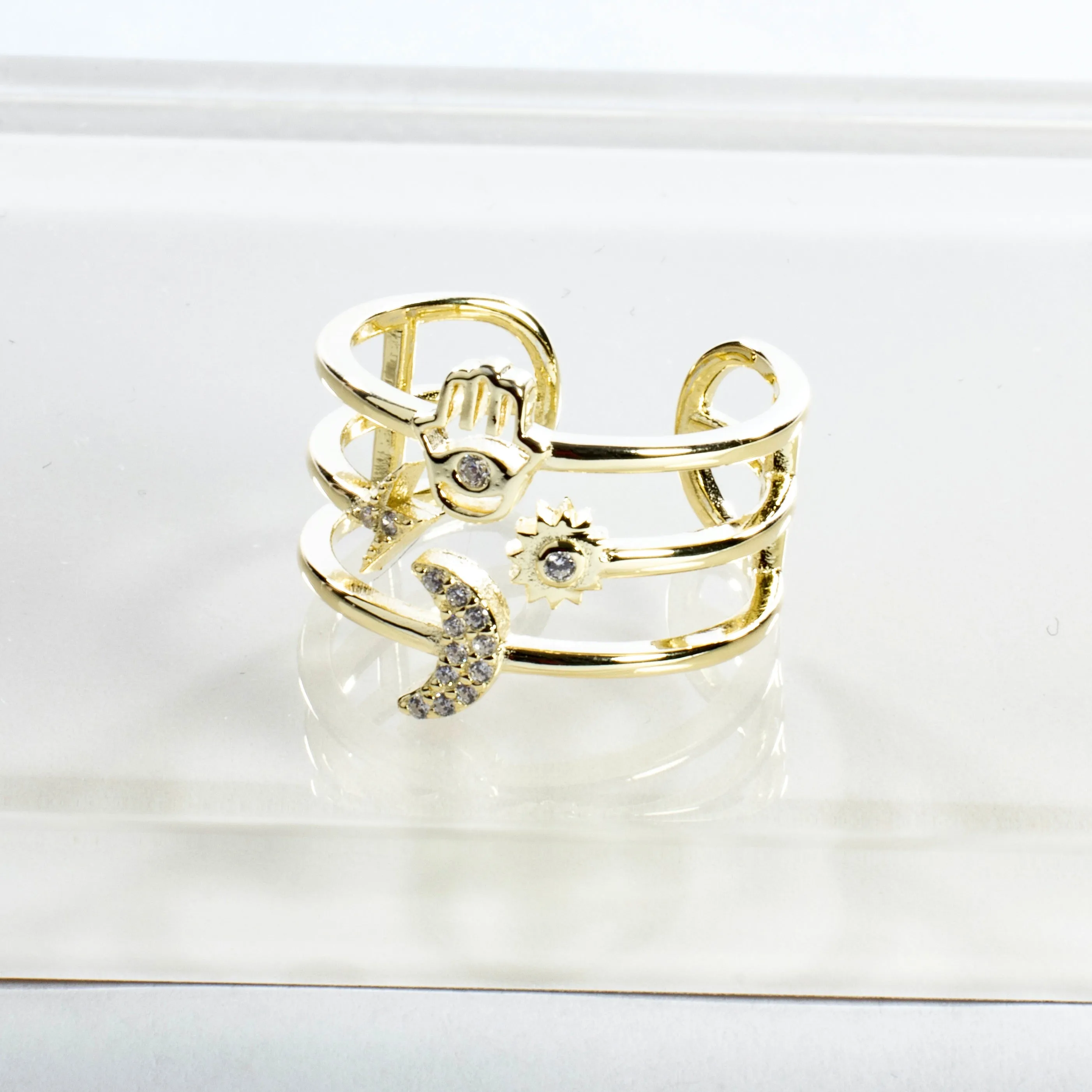 CZ Multi Row Open Ring