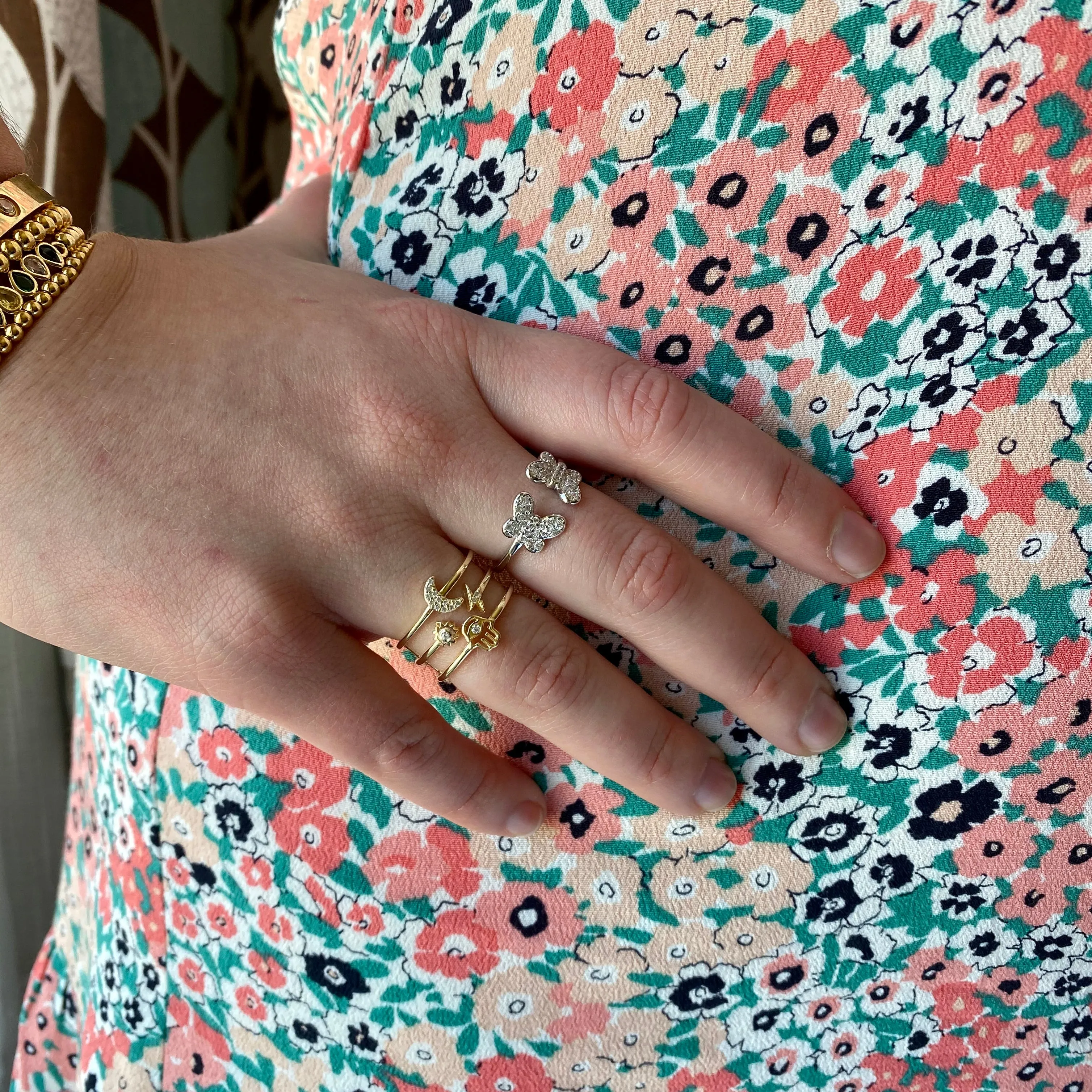 CZ Multi Row Open Ring