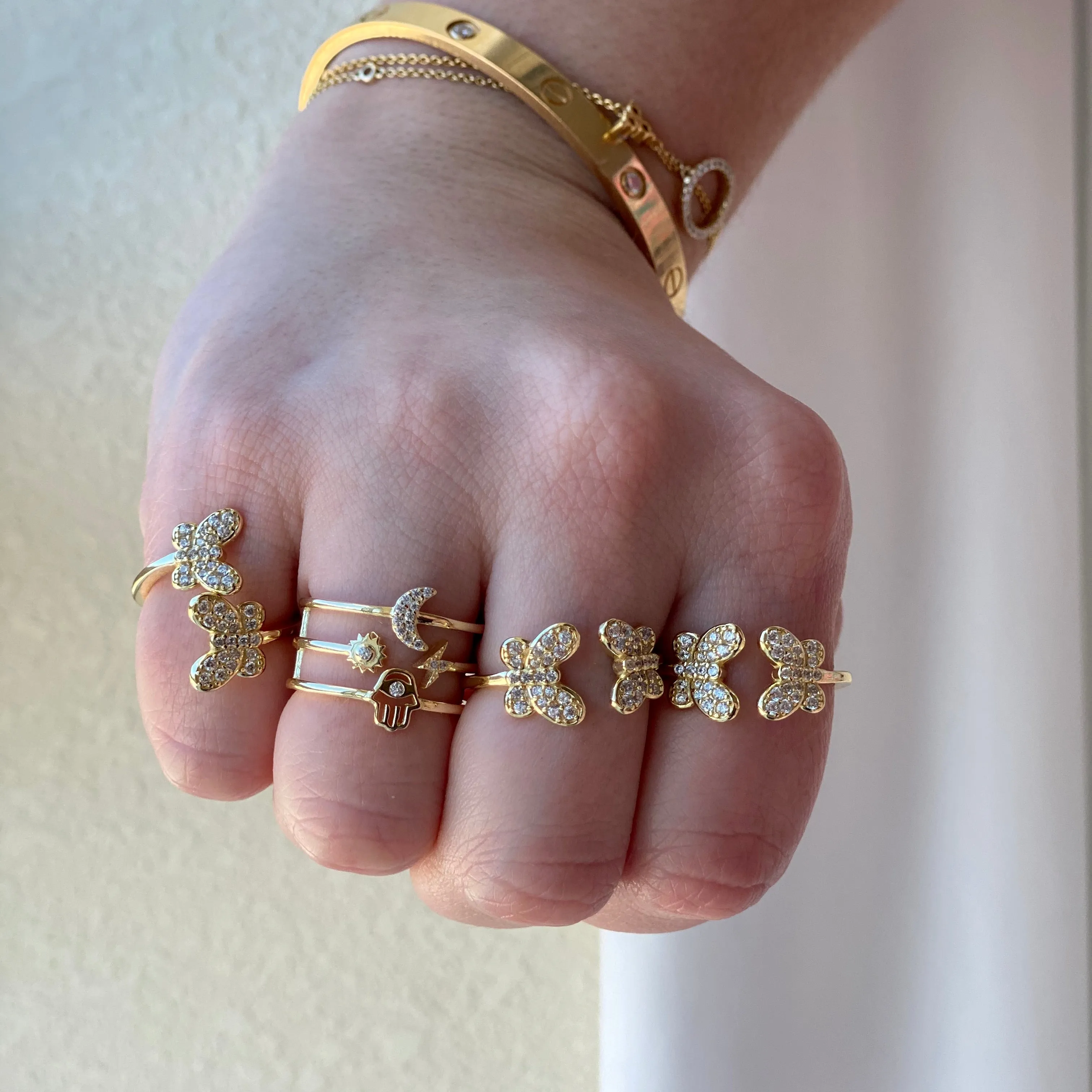 CZ Multi Row Open Ring
