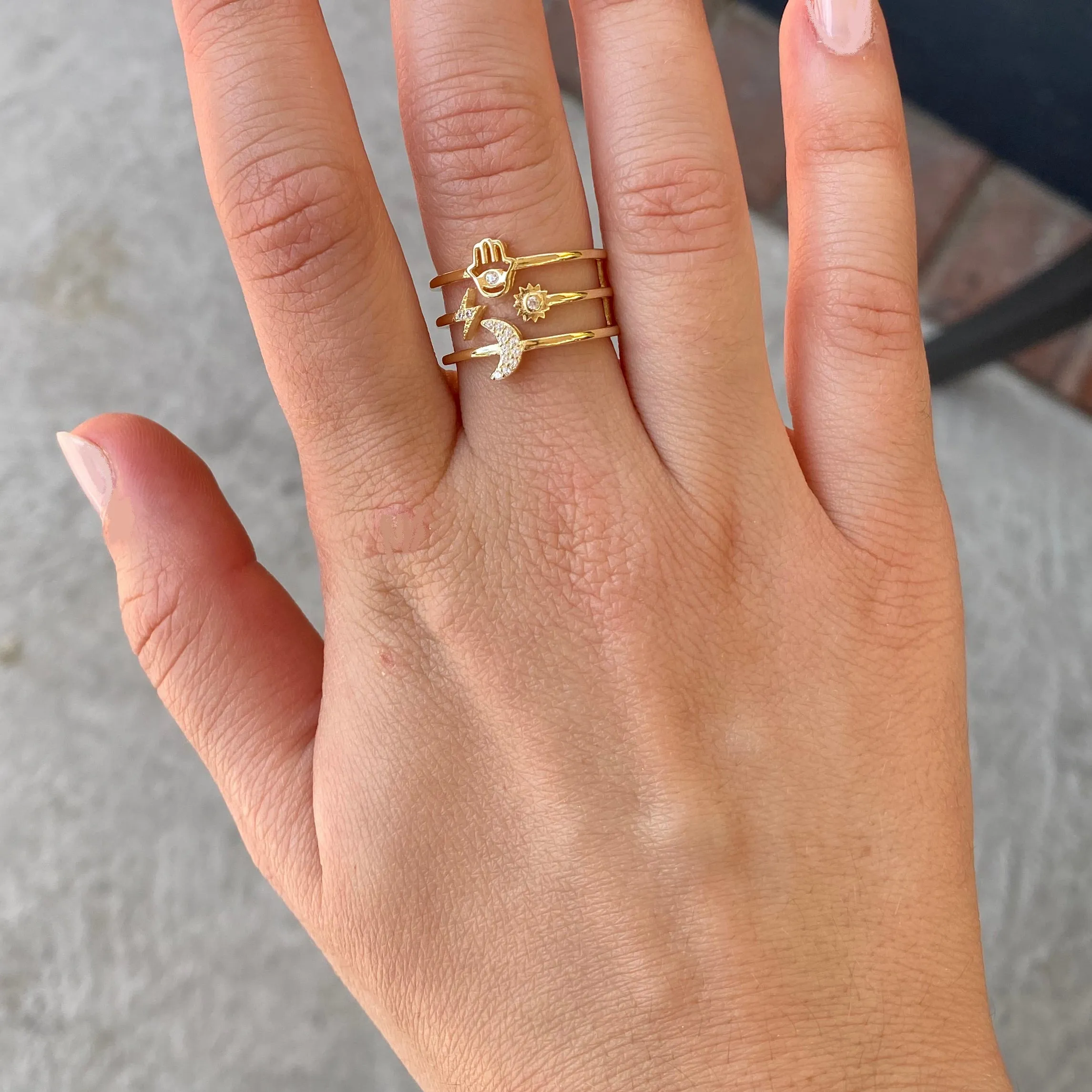 CZ Multi Row Open Ring