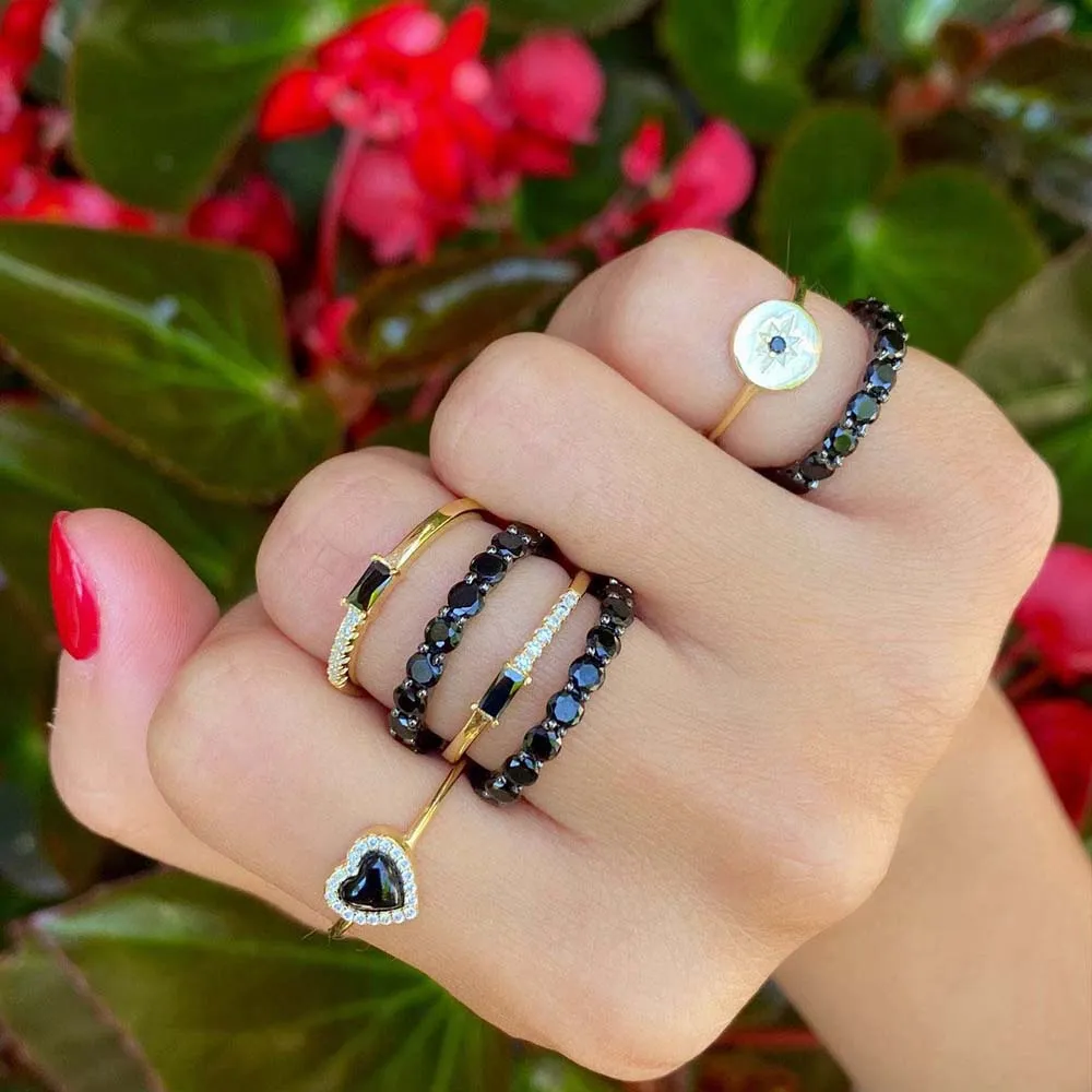 CZ Onyx Dainty Ring
